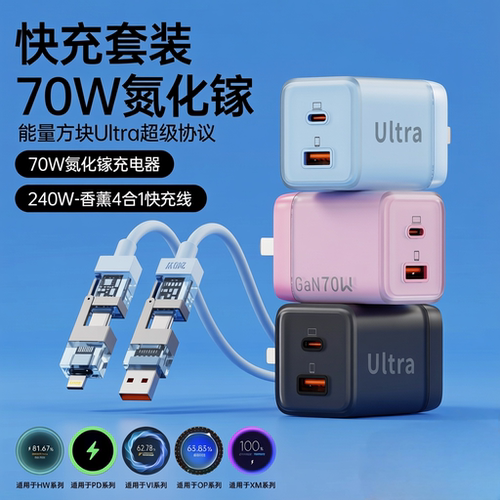 诺思米70W氮化镓快充充电器套装