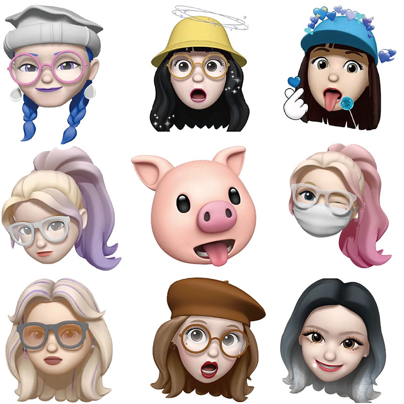 适用于55张iphone自捏头像贴纸卡通可爱3d手机壳贴画防水笔记本行李箱