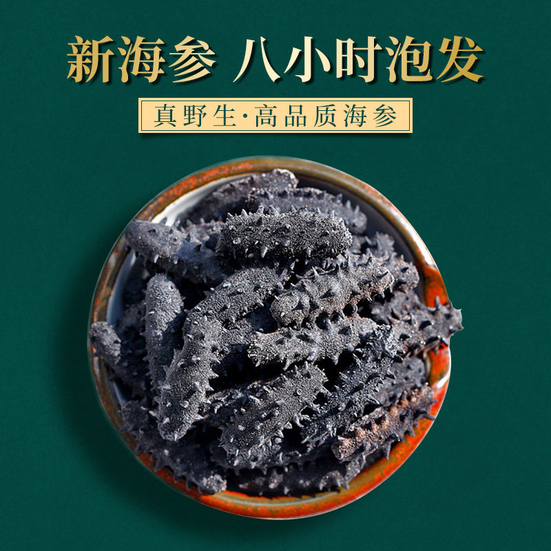 锦食岛免煮速发海参50g 底播海参干货海生大连即食海渗干辽参礼盒