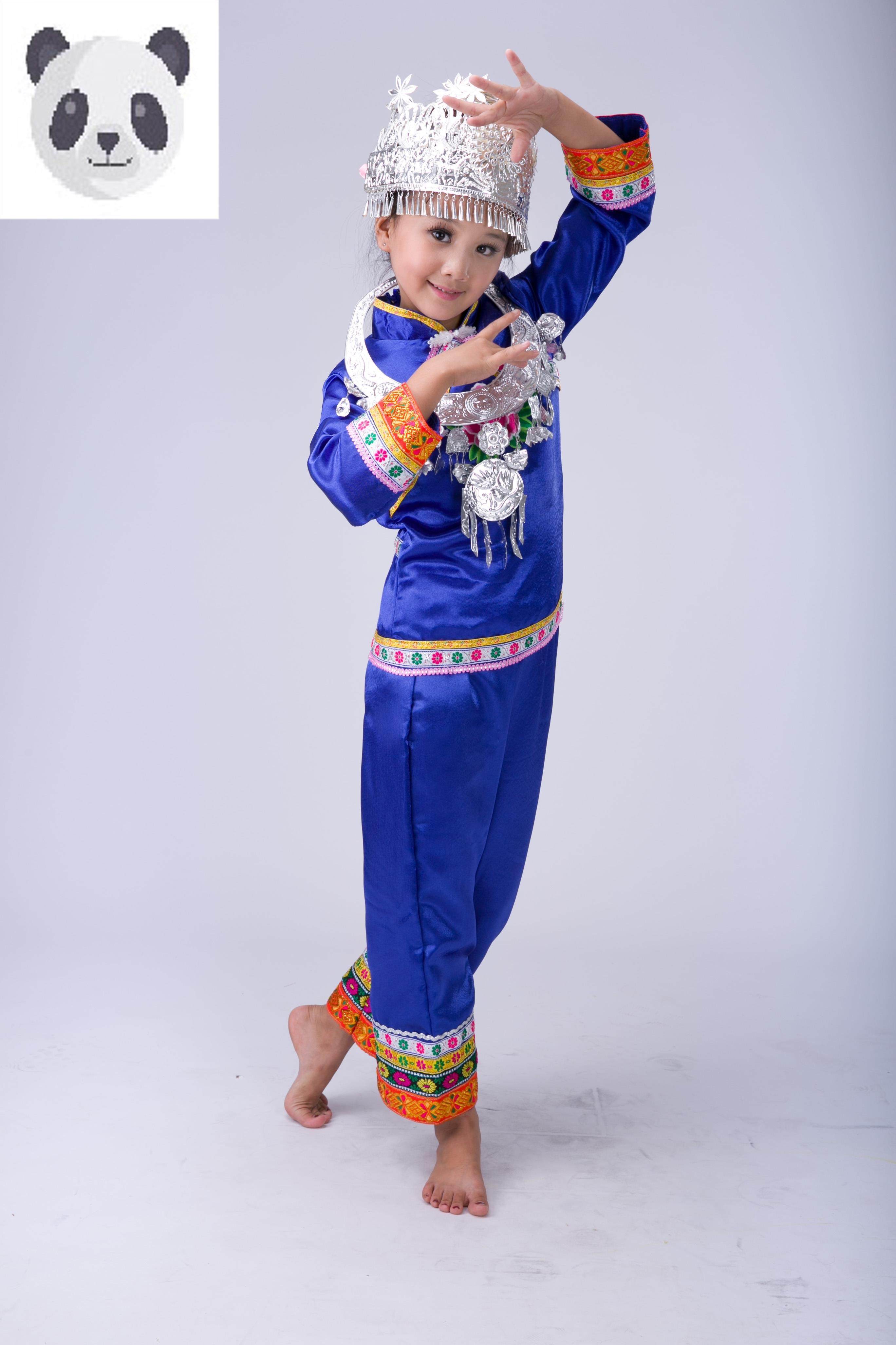 儿童小荷风采咿呀咿呀小嗲嗲舞蹈演出服装苗族侗族少儿民族表演服