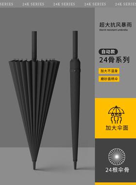 日本进口新款24骨长柄雨伞直杆男士大号自动暴雨加固结实抗风新款