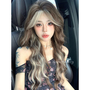 漫真假发女长卷发美高挑染网红时尚个性渐变暹罗猫前额蕾丝全头套