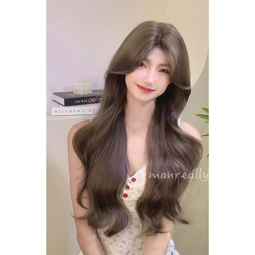 全头套女榛果灰粽长卷发