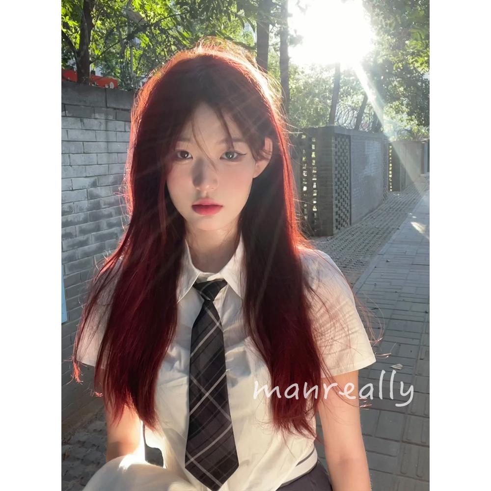 漫真红色日式软妹jk全头套假发