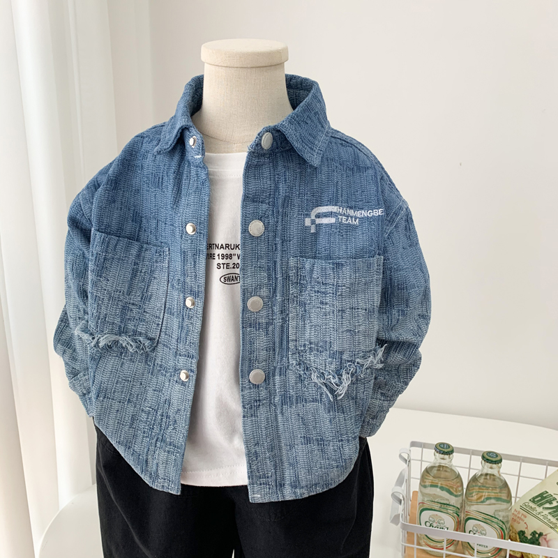 儿童牛仔衬衫春秋韩版时尚渐变