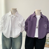 帅气时尚 男童春秋衬衫 衬衣男孩韩版 长袖 休闲上衣潮酷 儿童纯棉薄款