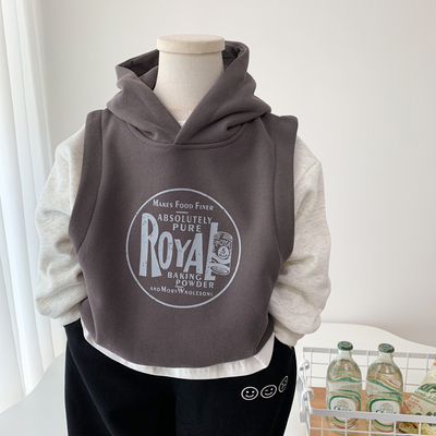 秋冬男童纯棉韩版一体绒连帽卫衣