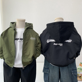 中小童帅气假两件上衣潮酷 休闲夹克衫 男童连帽外套春秋款 儿童韩版