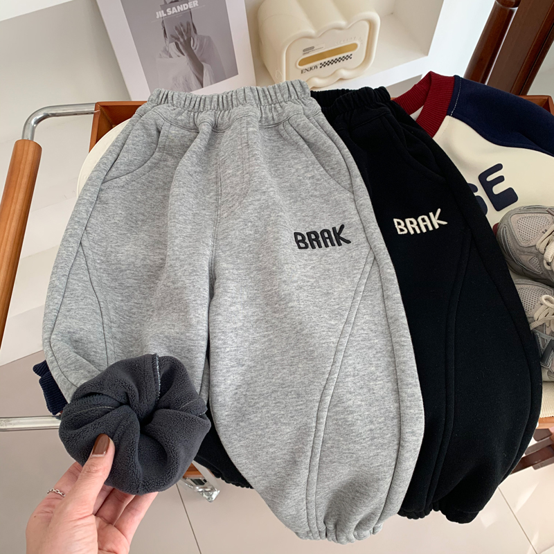 中小男童纯棉柔软弹力加绒卫裤潮