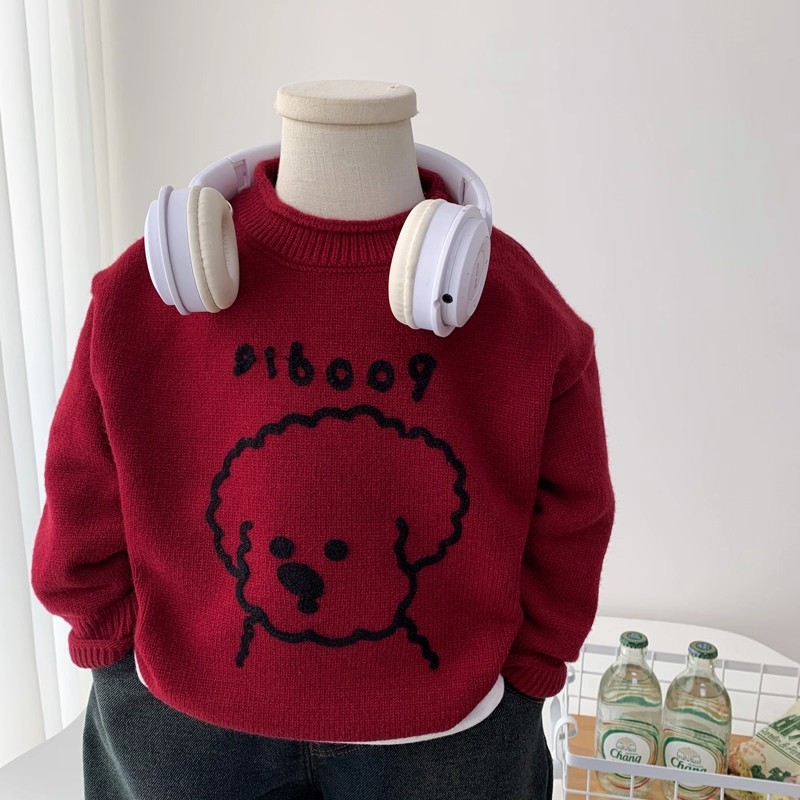 秋冬中小童萌趣小狗针织毛衣洋气