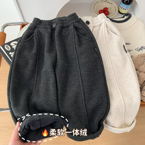 男童加绒休闲裤秋冬简约百搭长裤
