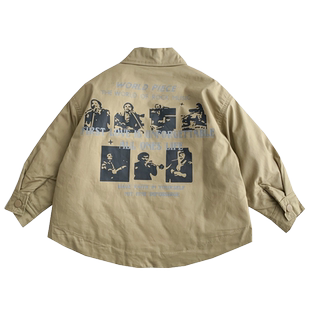 男童夹棉外套初冬中小童帅气休闲加厚夹克衫儿童纯棉加厚宽松上衣