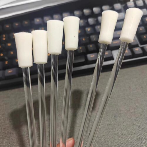 橡皮头玻璃棒可擦拭烧杯内壁15 20 25 30 35 40cm玻璃棒带橡皮头