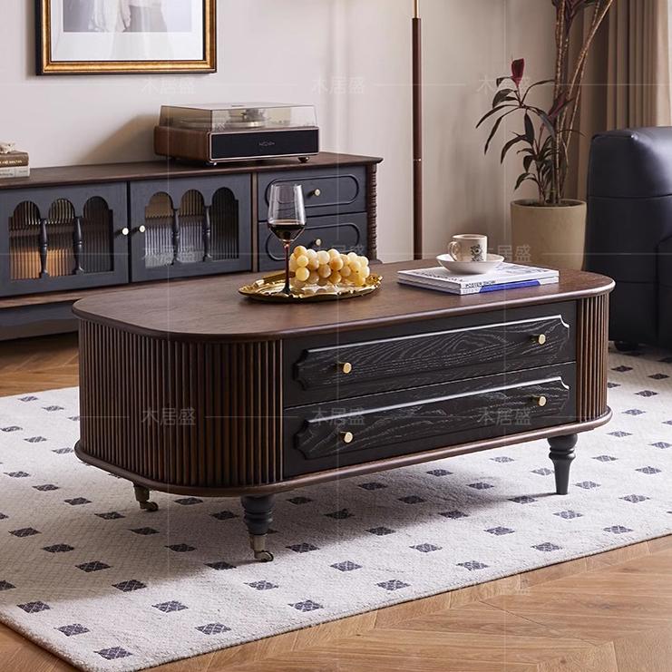 法式复古实木茶几组合小户型客厅