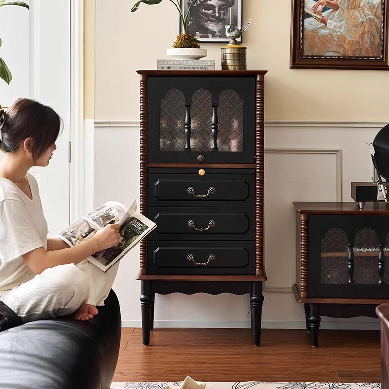 法式复古实木边柜小户型