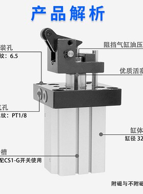 亚德客型气动阻挡气缸TWH/TWM20X15SL/25X15SK/32X20SLF/40X30SKF