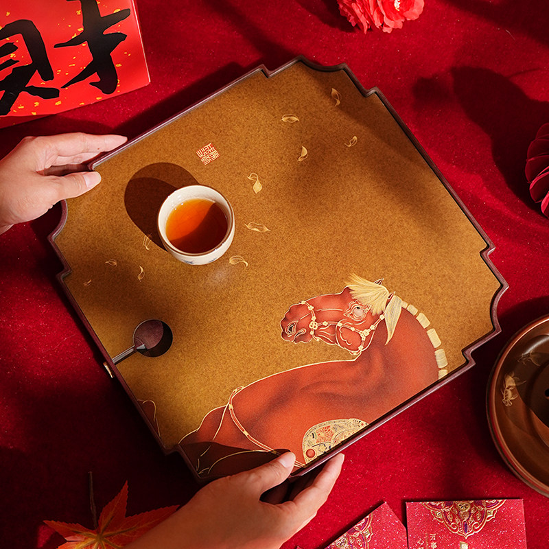 马到成功双面茶盘黄铜四菱花窗茶道器具可排水家用茶具高端沥水盘,餐饮具,茶盘,淘宝优惠券,粉丝福利购,淘宝优惠卷