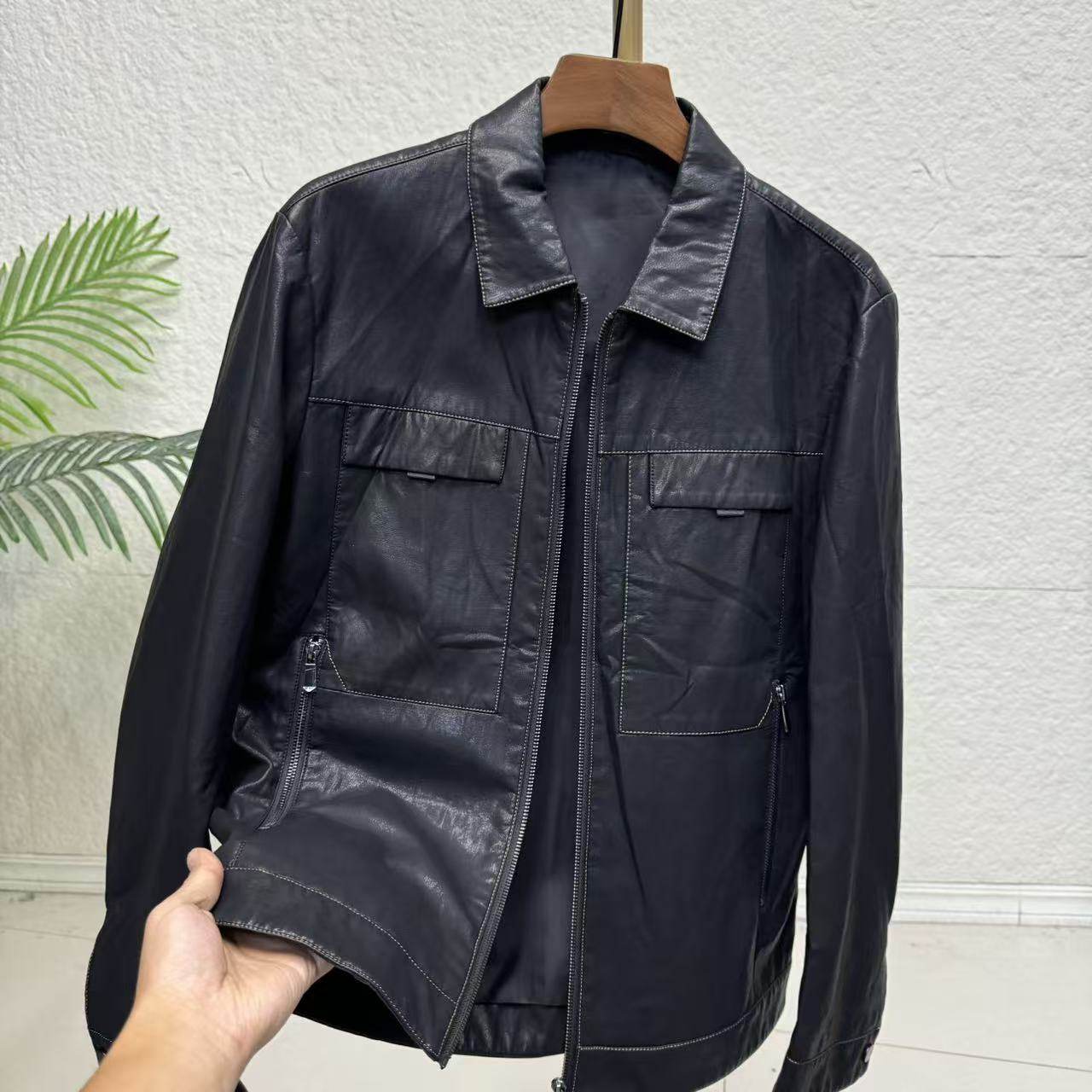 撤柜好货！春季极简风翻领皮夹克男青年黑色休闲防风防水皮衣外套,男装,皮衣,淘宝优惠券,粉丝福利购,淘宝优惠卷