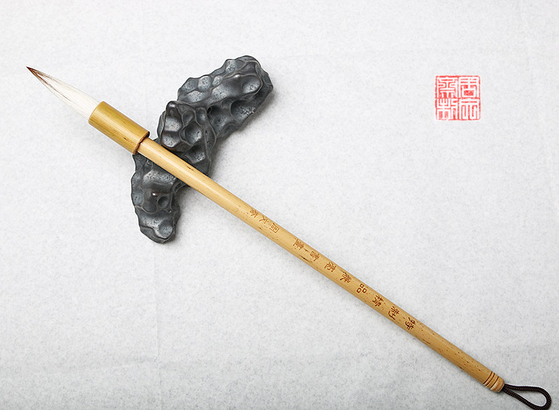 周文斋手工水墨画毛笔青竹杆兼毫书法羊毫工艺笔文港笔都出品图片