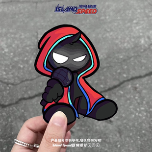 周五夜放克汽车贴纸Friday Funkin游戏角色连帽男电车贴画 Night
