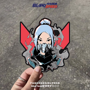 无畏契约Valorant汽车贴纸冰女创意赛车机车后尾门后窗划痕遮盖贴