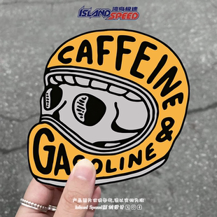 CAFFEINE GASOLINE贴花咖啡因汽油卡通头盔摩托车越野车车身贴纸