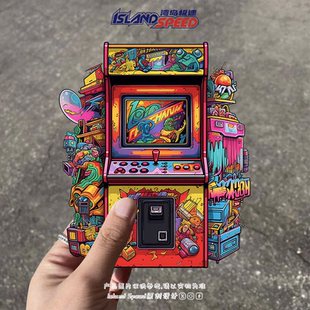 复古风街机游戏图案汽车贴纸波普涂鸦艺术汽车车身装 饰贴花