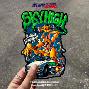 饰贴纸 HIGH汽车贴纸卡通涂鸦袋鼠创意摩托车电动车装
