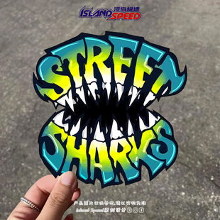 饰贴 字母设计鲨鱼牙齿冰箱装 涂鸦个性 创意汽车贴纸美式