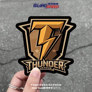 Thunder League标志汽车贴纸金色闪电符号盾牌创意设计头盔贴花