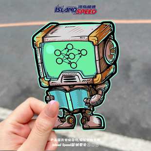 机器人贴纸可爱卡通人物创意设计车身侧面后尾门装 饰贴花