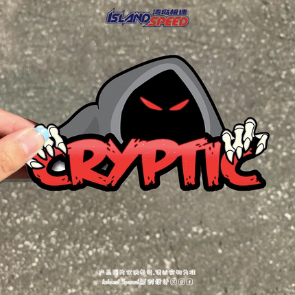 Cryptic汽车贴纸红眼骷髅创意赛车摩托车电车三角窗挡风玻璃贴花