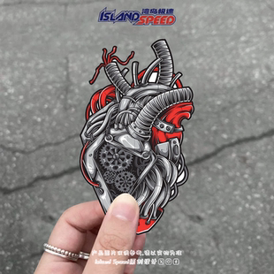 机械心脏贴画蒸汽朋克仿生机械部件卡通风格 汽车车身机箱贴纸