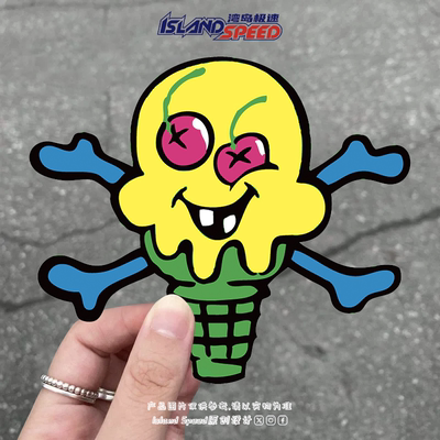 BBC ICECREAM汽车贴纸卡通风华夫甜筒冰淇淋电车头盔贴花