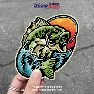 鲈鱼汽车贴纸钓鱼爱好者个性 创意设计渔箱工具箱后备箱贴花