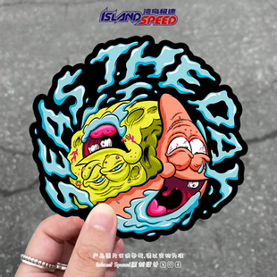 卡通动漫汽车贴纸海绵宝宝派大星车身车门个性 饰贴花 装