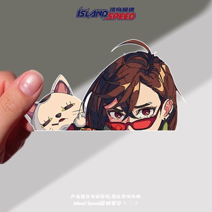 胆大党贴花绫濑桃高速婆婆招财猫半头样式 车身后备箱摩托车贴纸