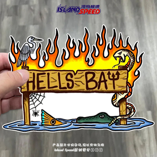 HELLS 创意车身后备箱贴花 BAY汽车贴纸火焰地狱湾卡通个性