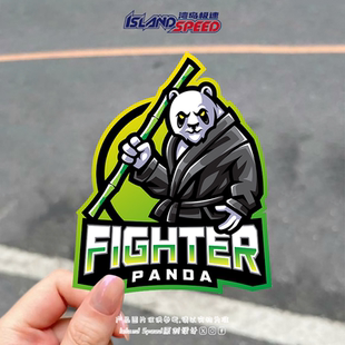 贴花 创意英文挡风玻璃改装 Fighter Panda熊猫汽车贴纸个性
