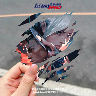 无畏契约斯凯与钛狐汽车贴纸潮流游戏角色撕裂样式电脑主机贴画