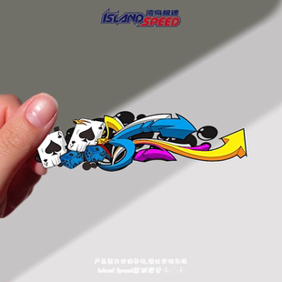 黑桃A扑克牌贴画抽象涂鸦风创意设计赛车摩托车头盔装 饰贴纸
