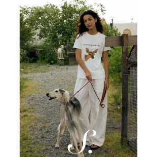 shyshy梅花鹿 t恤上衣 质感棉质舒适感宽松两色印花短袖