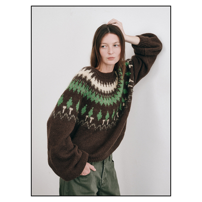 shyshy自然系撞色贵价马海毛费尔岛毛衣女秋冬高级感宽松套头上衣