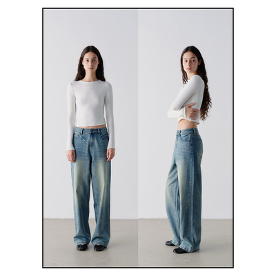 shyshy经典做旧百搭水洗复古感宽松休闲松弛感直筒长裤