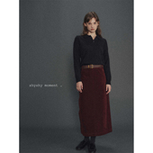 shyshy 显瘦半身裙长裙 棕色麂皮2024秋冬款 回眸 安哥拉红经典