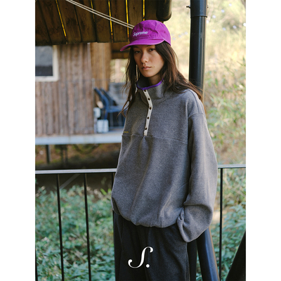 shyshy“云朵摇粒绒”休闲感舒适桑蚕丝绵羊毛宽松好穿摇粒绒外套