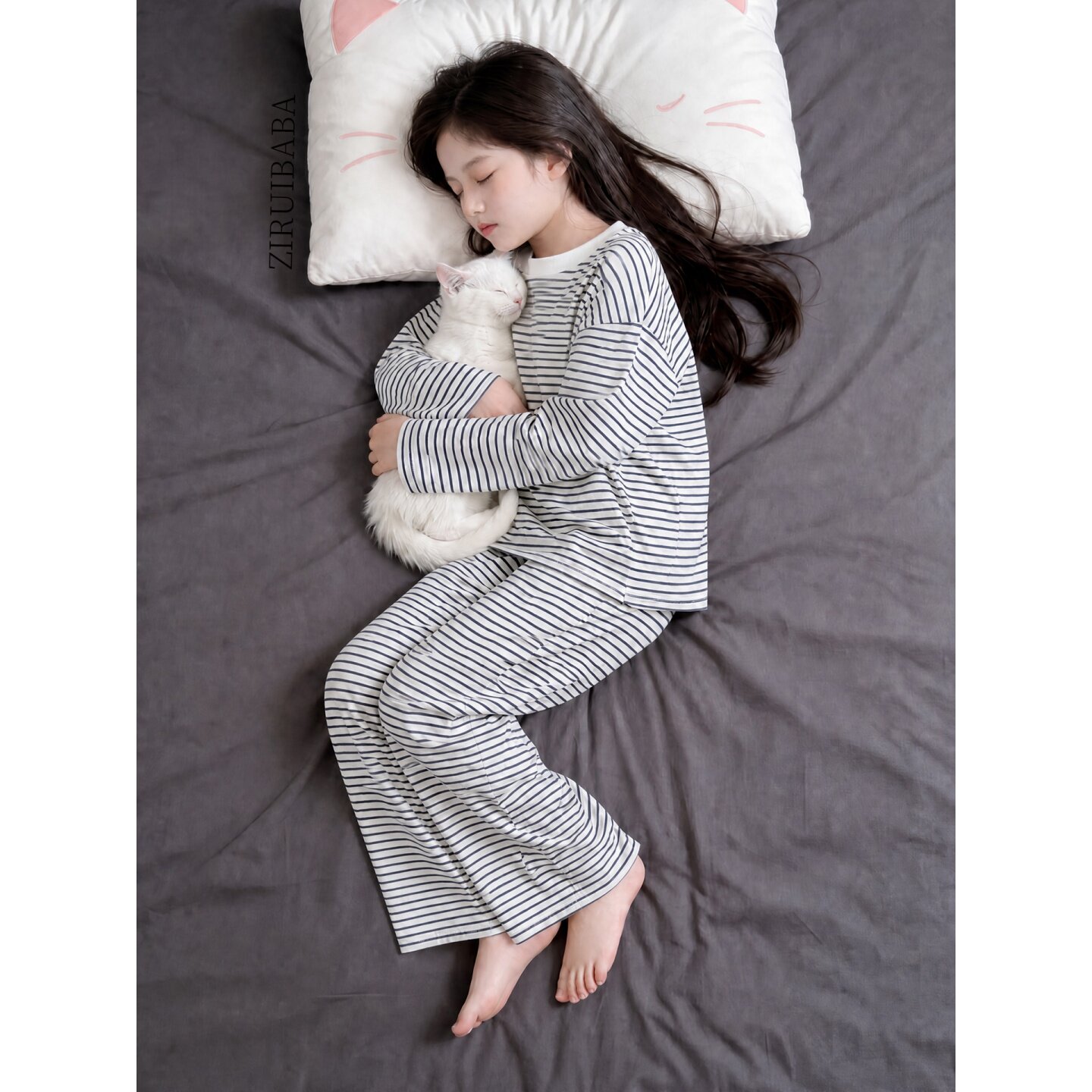 儿童睡衣女孩2026新款秋女初中生高级感纯棉家居服女童长袖套装冬