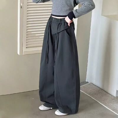 初中生女孩裤子秋2026新款女童直筒工装弯刀裤儿童秋季屁帘阔腿裤 — 3