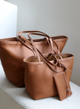 托特包女新款头层牛皮高级感慵懒大容量休闲单肩上班通勤包