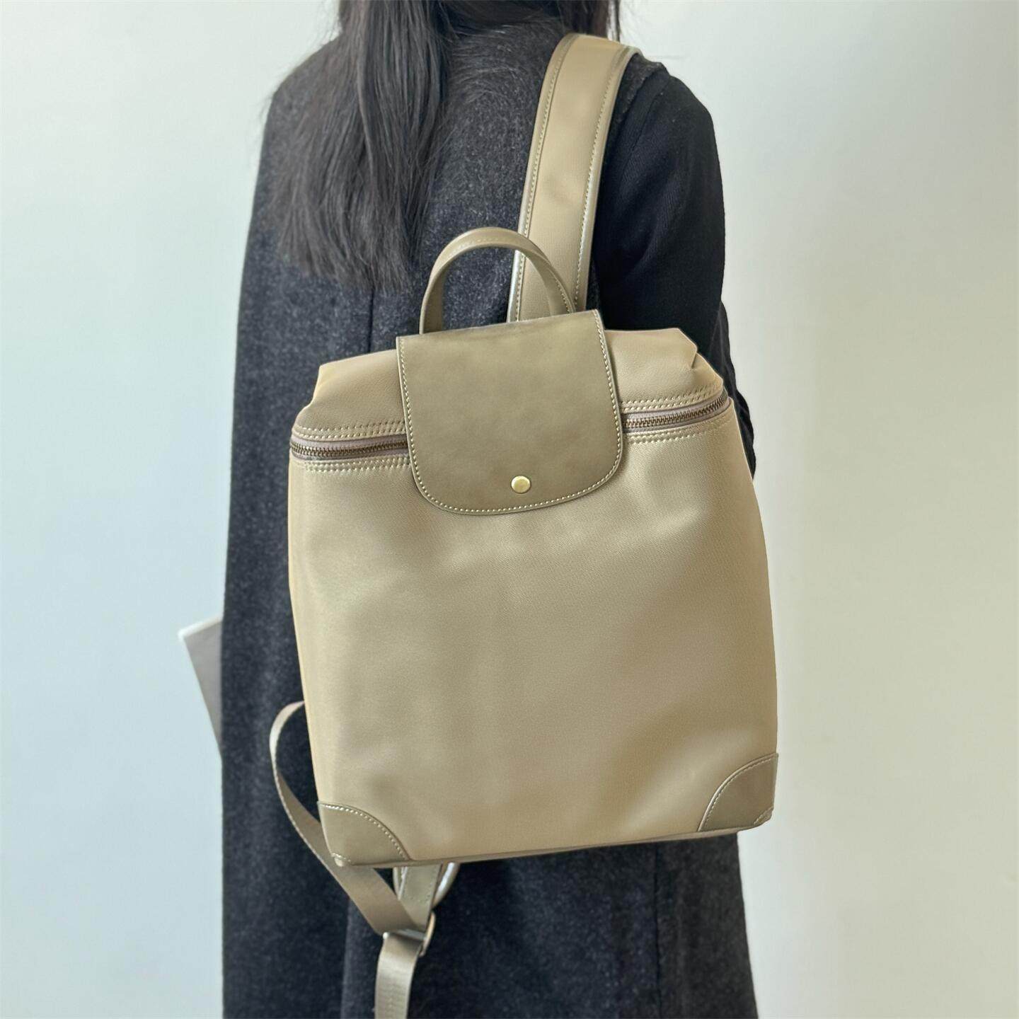 大厂代工！正价498~！复古大容量双肩包包尼龙布配皮女包通勤背包,箱包皮具/热销女包/男包,通用款女包,淘宝优惠券,粉丝福利购,淘宝优惠卷